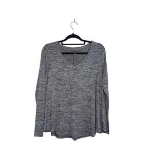 aerie Solid Dark Gray Heathered V-neck Long Sleeve Lounge Tee Medium Women’s